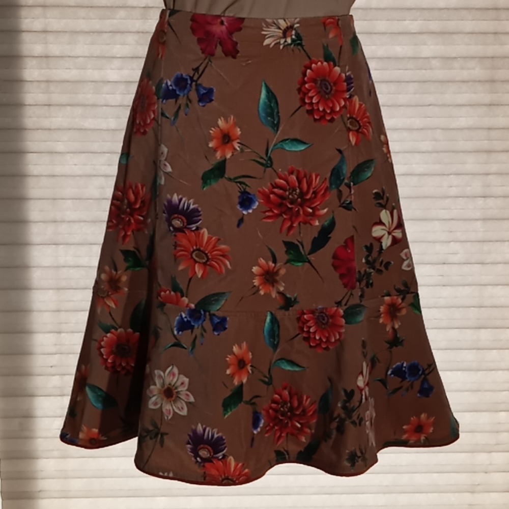 Oilily Cotton Velvety Floral Trumpet Skirt
